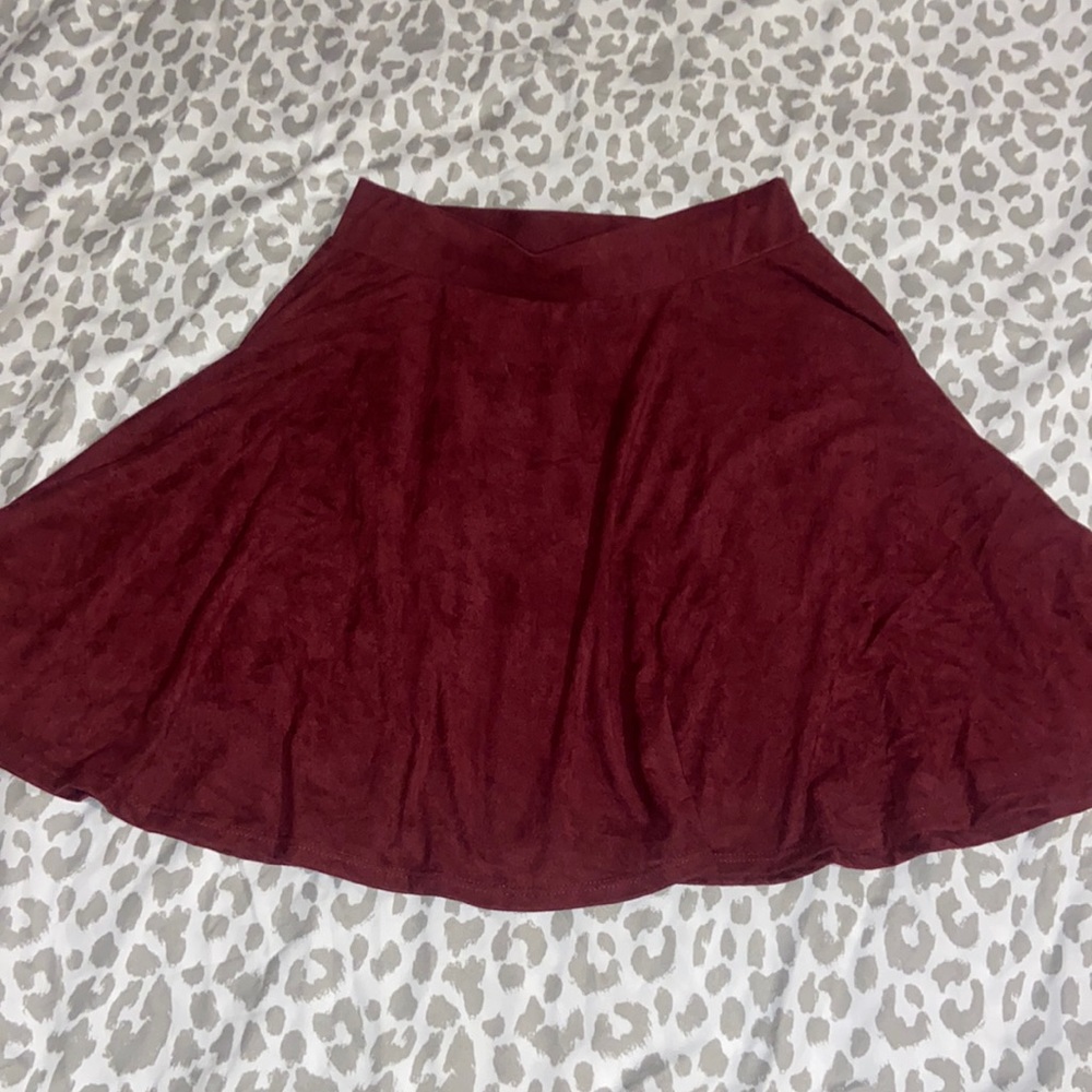 Maroon suede circle skirt